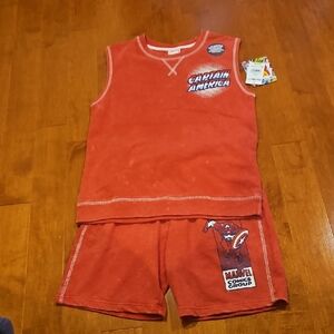 Nwt Marvel Captain America Red Sleeveless Short Set